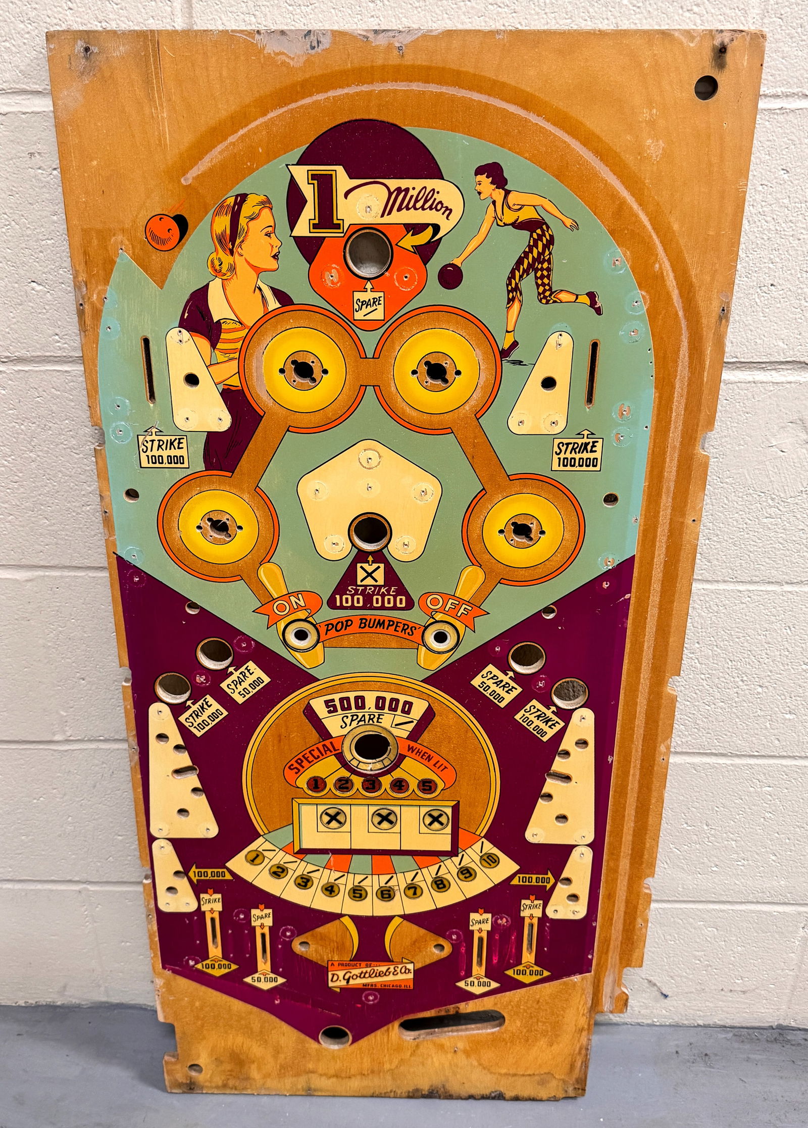 Gottlieb Classy Bowler Pinball Playfield (1 of 2)