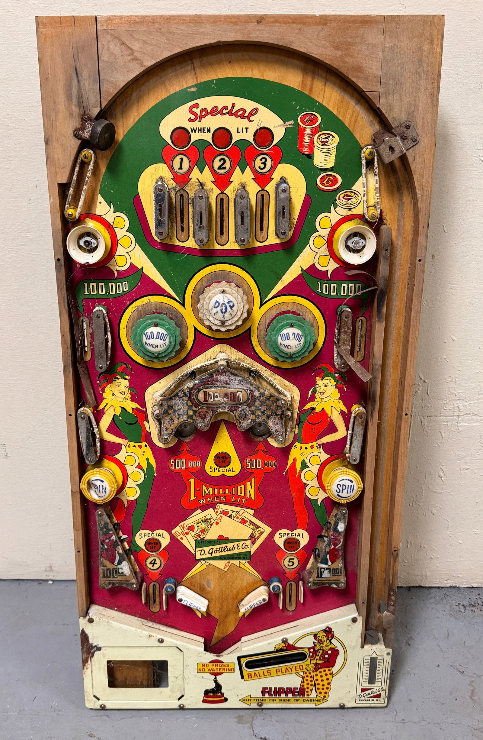 Gottlieb Royal Flush Populated Pinball Playfield (1 of 2)