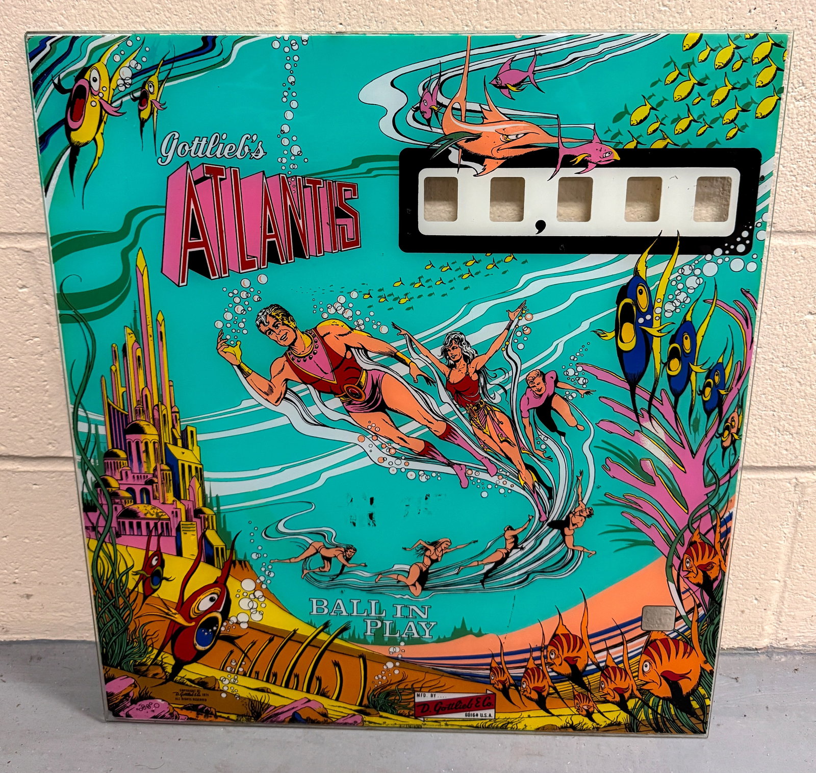 Gottlieb Atlantis Pinball Backglass: This item requires third-party shipping or pickup arrangements to be made. *Please note that this is a remote auction. All items are located in Acushnet, Massachusetts. Please see terms for pickup det
