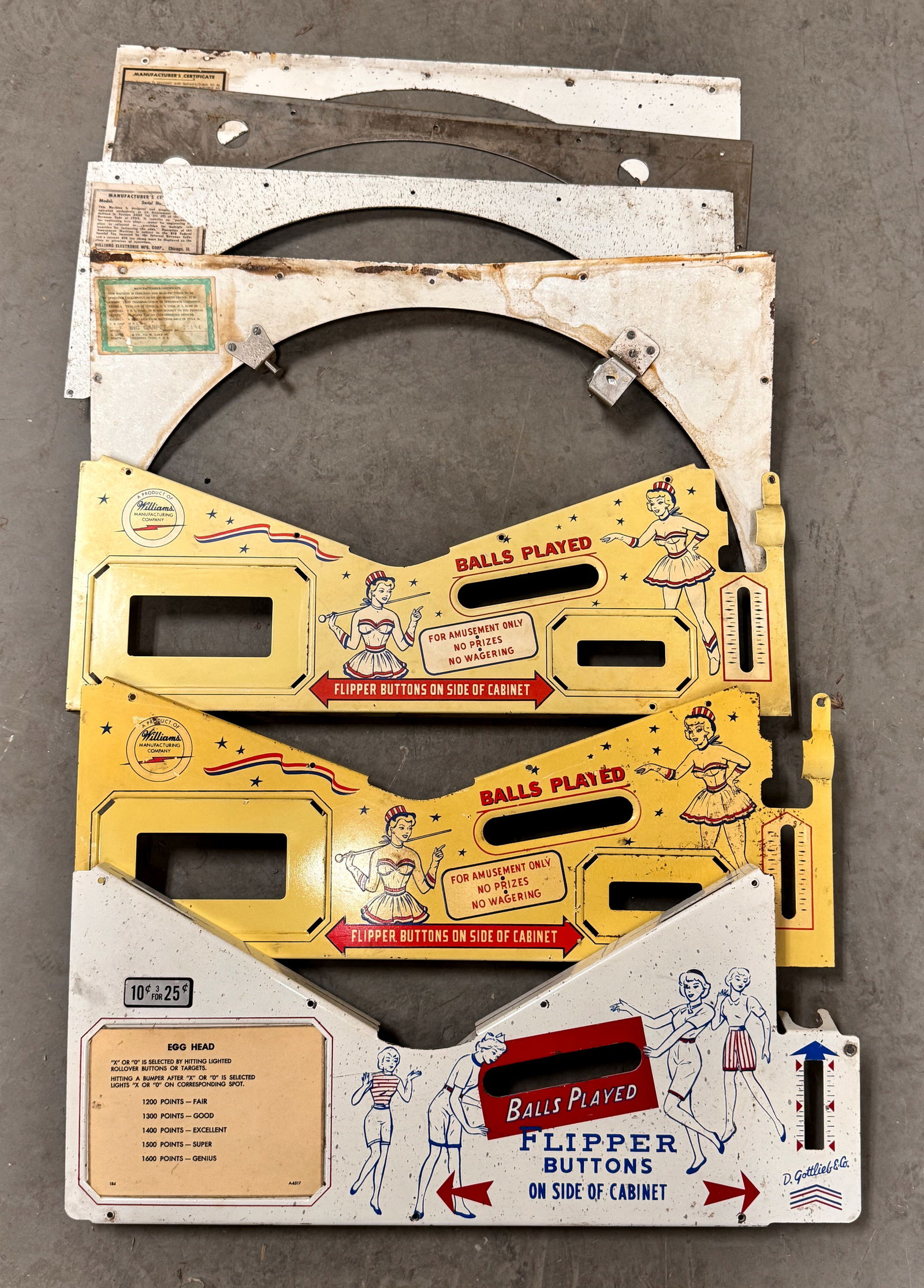Williams / Gottlieb Pinball Bibs / Trays and Top Plates (1 of 1)