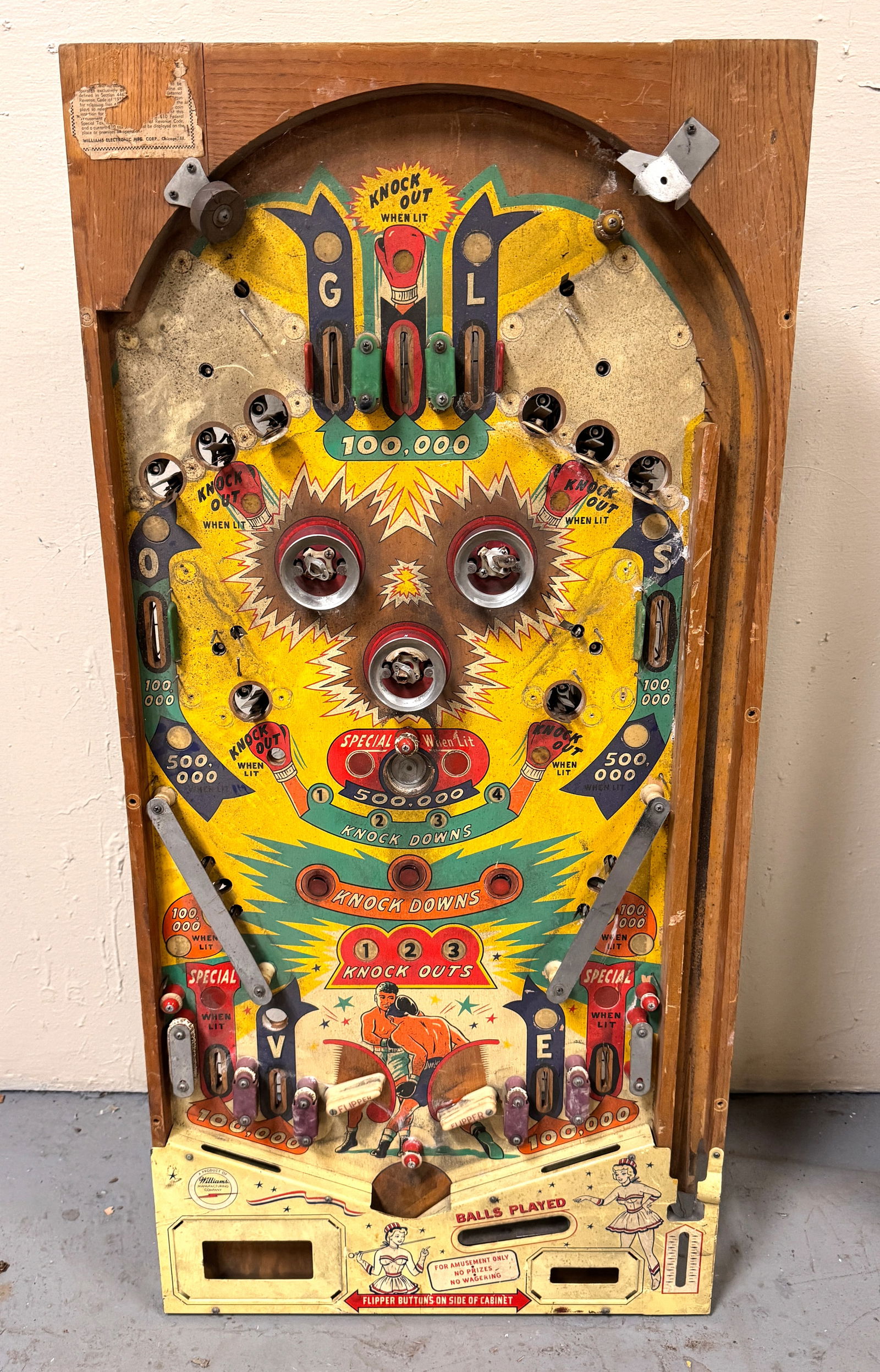 Williams Golden Gloves Populated Pinball Playfield (1 of 2)