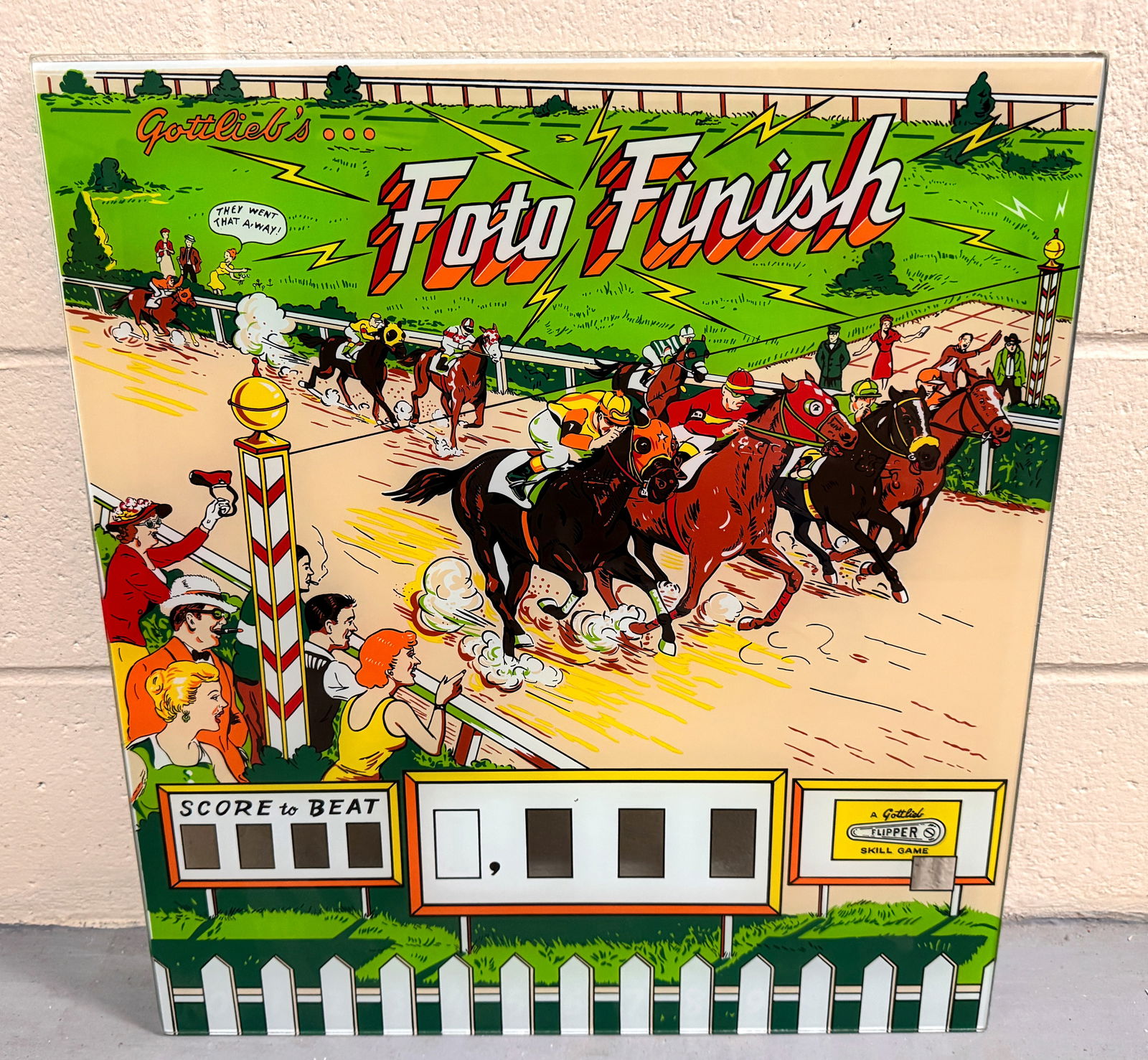 Gottlieb Foto Finish Horse Racing Pinball Backglass (1 of 2)