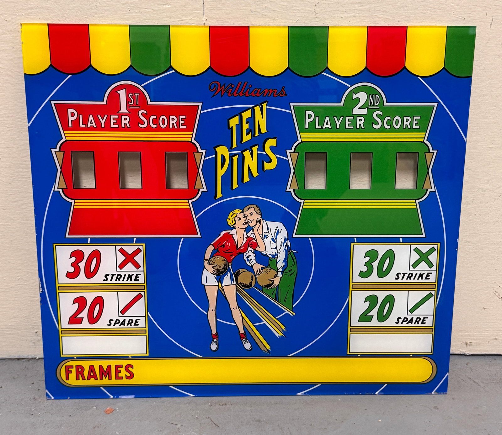 Williams Ten Pins Bowling Arcade Marquee Plexi (1 of 1)