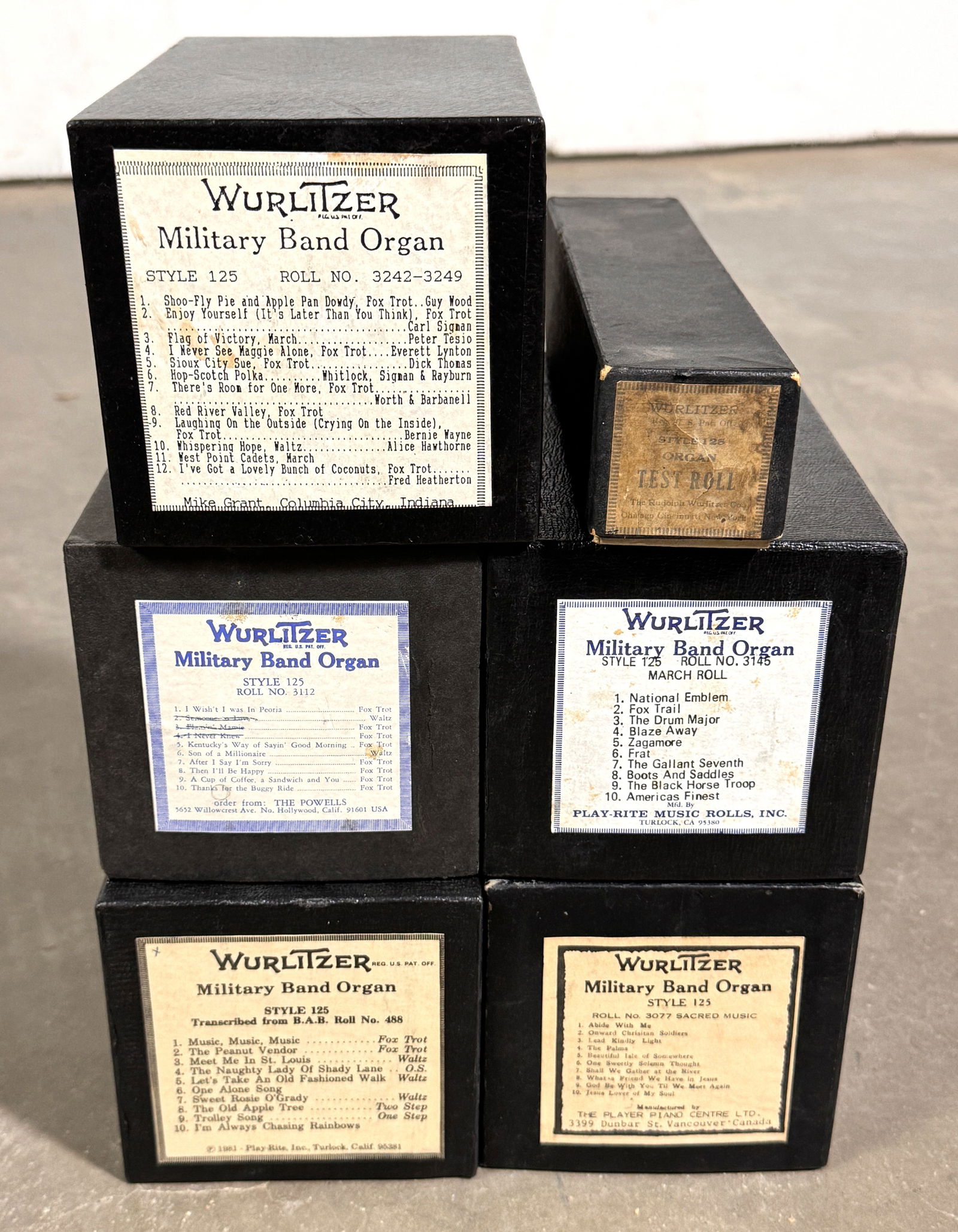 Wurlitzer Military Band Organ Rolls, Style 125: Includes one test roll. In-house shipping available. *Please note that this is a remote auction. All items are located in Acushnet, Massachusetts. Please see terms for pickup details. Pickup dates are