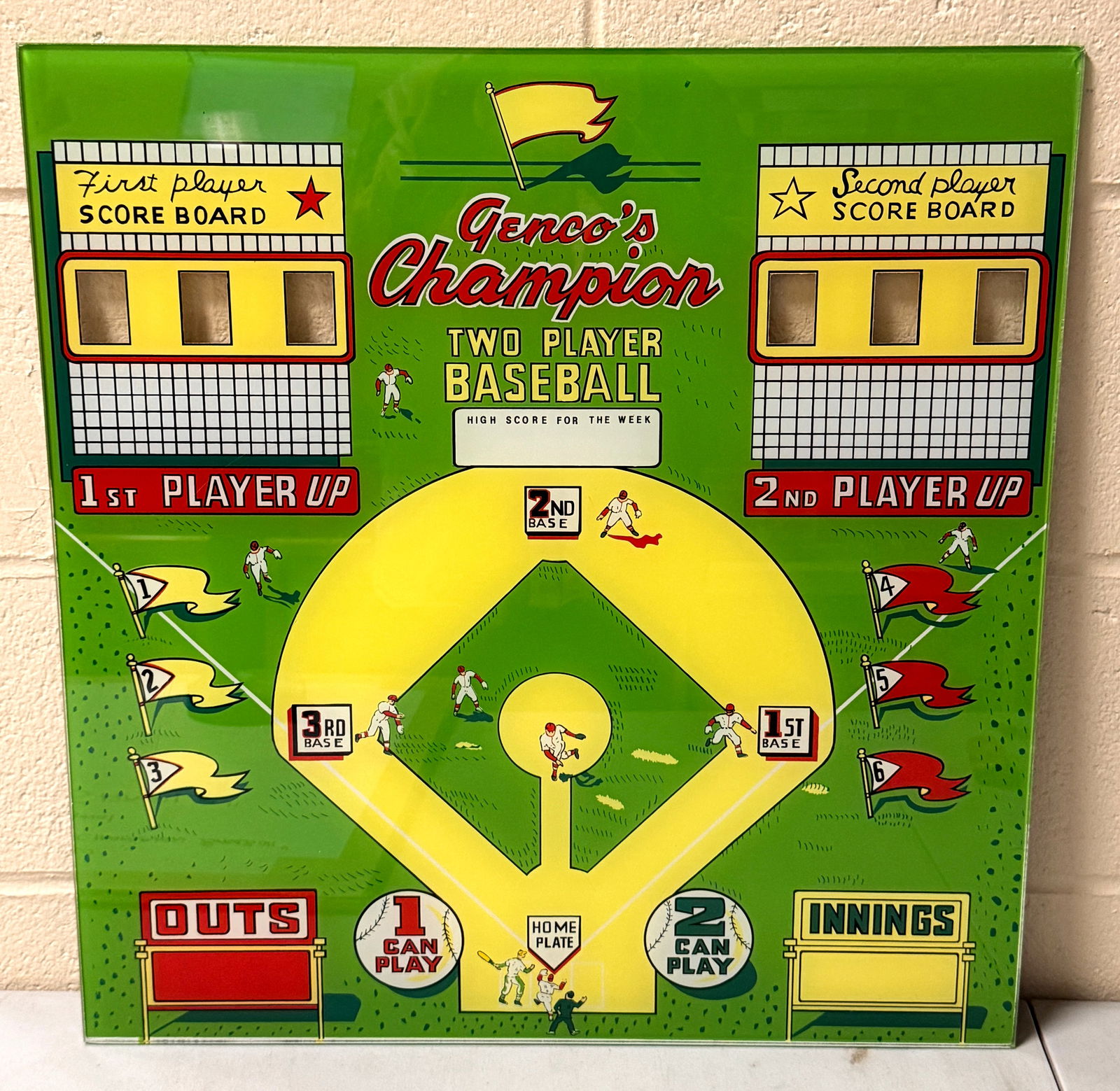 Genco Champion Baseball Pinball Backglass (1 of 2)