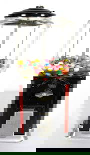 Coin Op Gumball Vendor: No key. Glass globe. This item requires third-party shipping or pickup arrangements to be made. Dimensions: 17 x 7 x 8