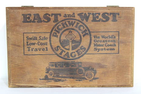 Pickwick Stages Motorcoach Wooden Box: In-house shipping available. Dimensions: 3 x 10 x 7