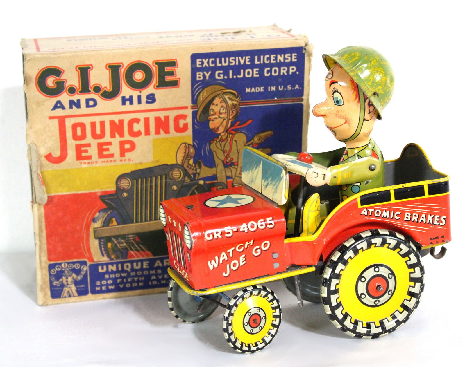 G.I. Joe and His Jouncing Jeep Tin Toy by Unique Art (1 of 5)