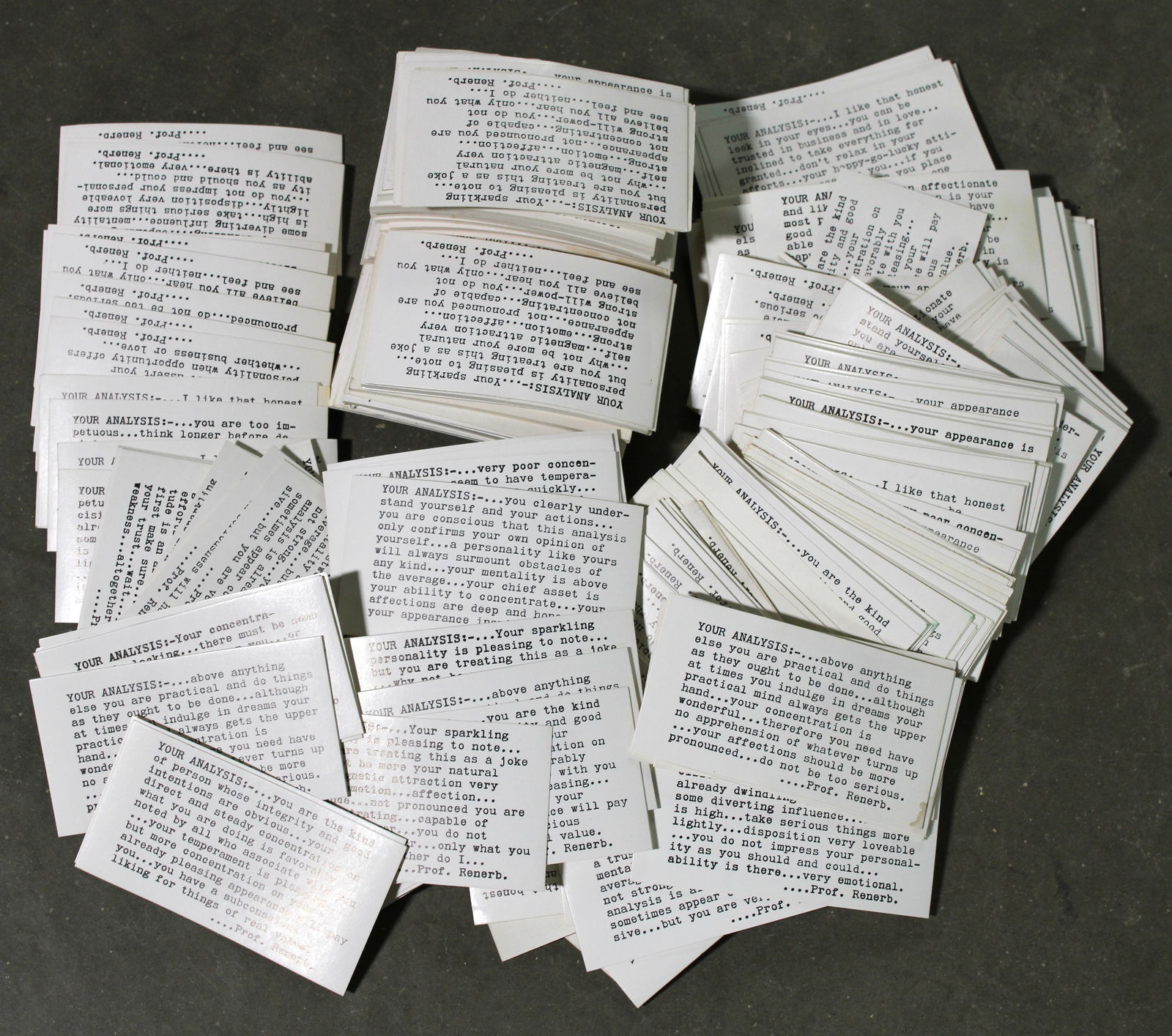 NOS Exhibit Supply "Your Analysis" Vendor Cards (1 of 2)