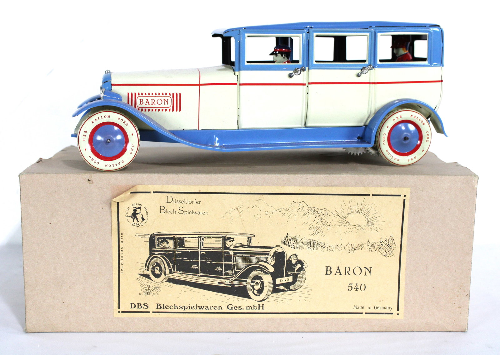 German DBS 540 Tin Wind up Toy in Box: Contemporary. In-house shipping available. Dimensions of box: 8 x 15 x 6