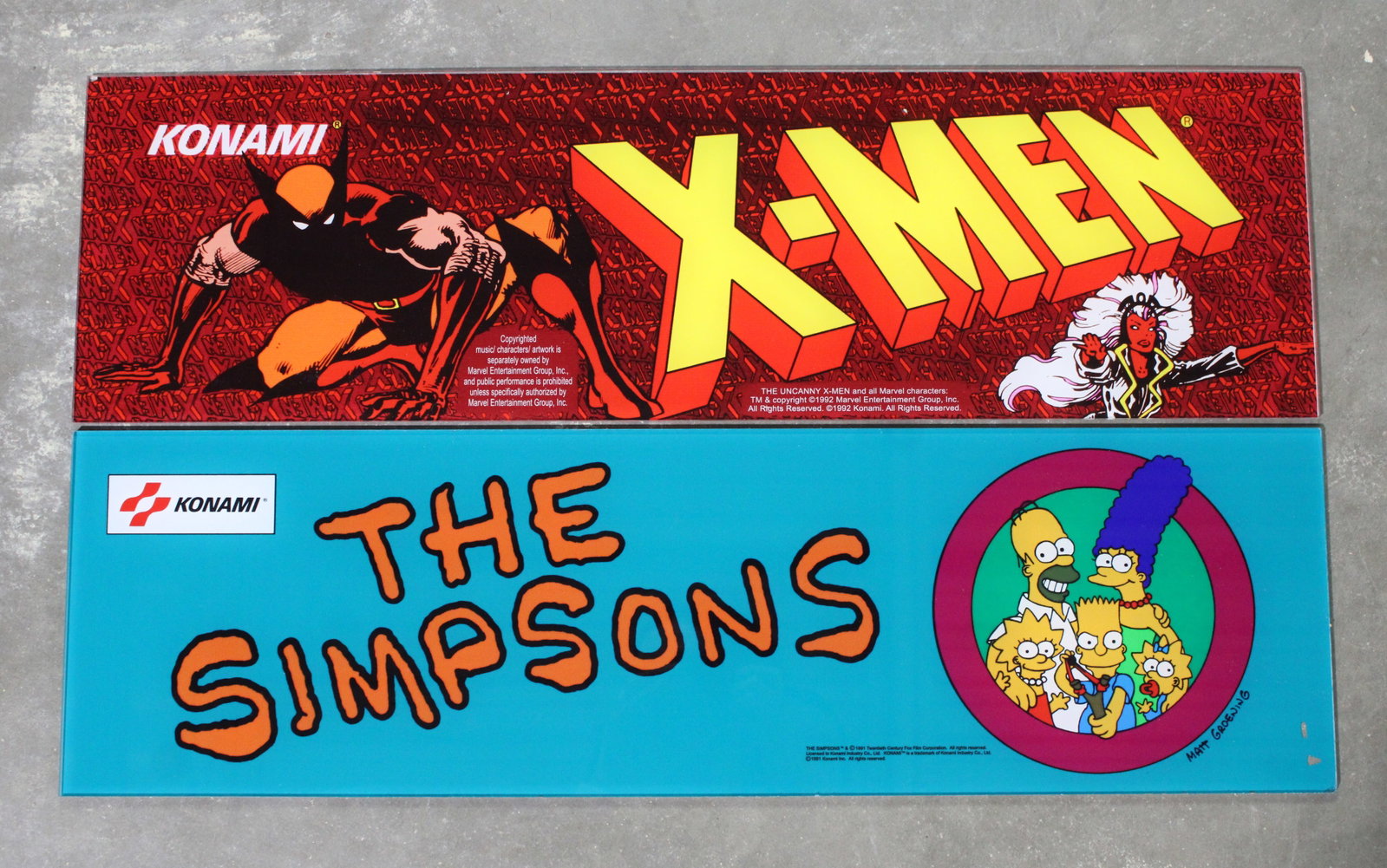 Arcade Headers incl. X-Men and The Simpsons: Reproductions. In-house shipping available.