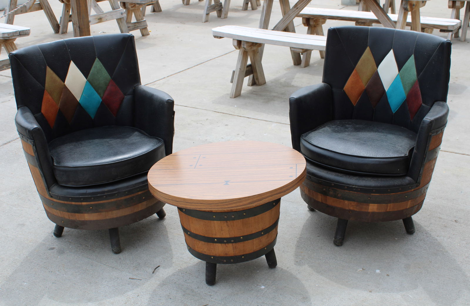 Whiskey Barrel Chairs with Table, 1970s (1 of 2)