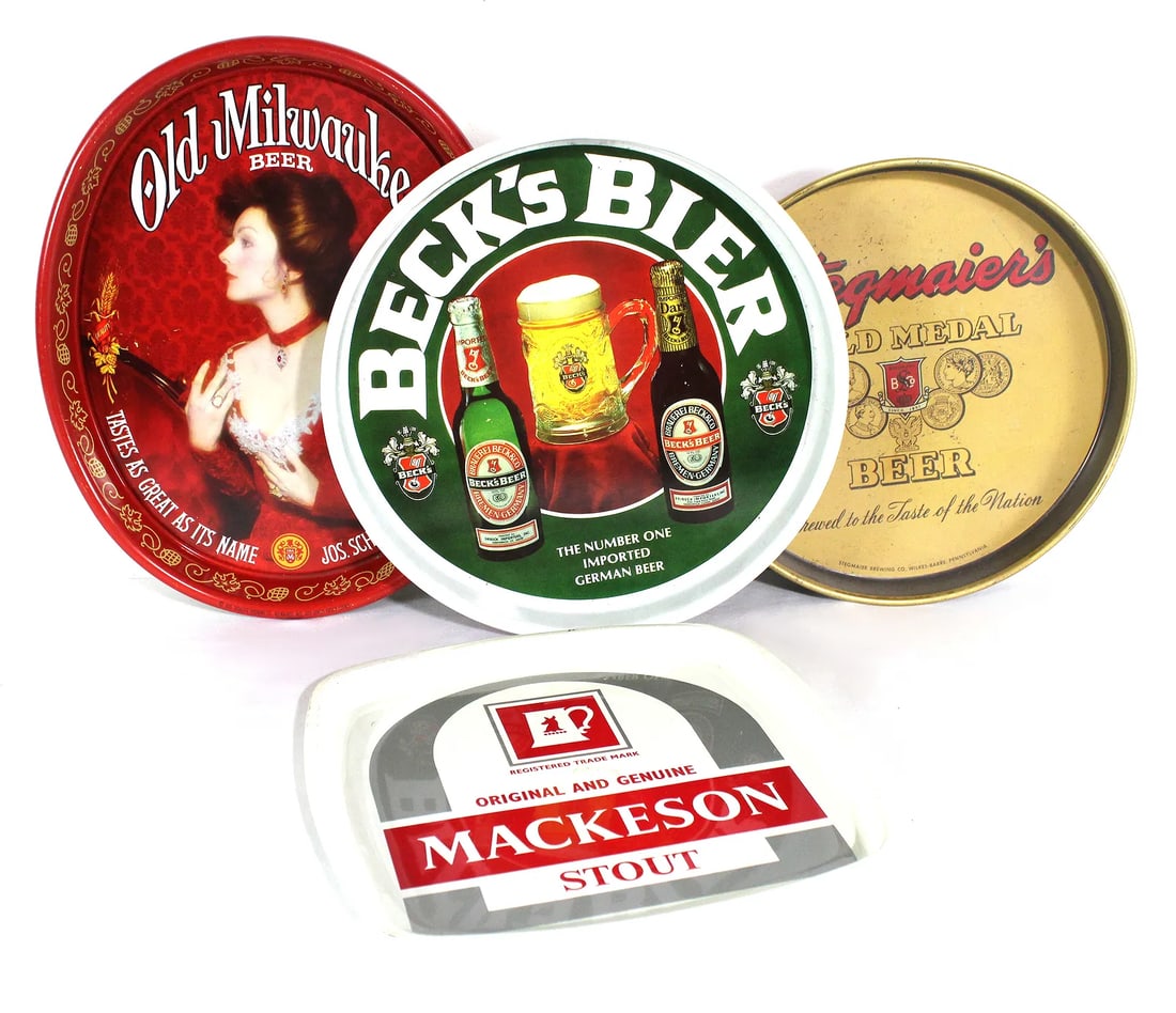 Beer Trays incl. Beck's, Old Milwaukee and Stegmaier: Total of 4 trays. In-house shipping available.