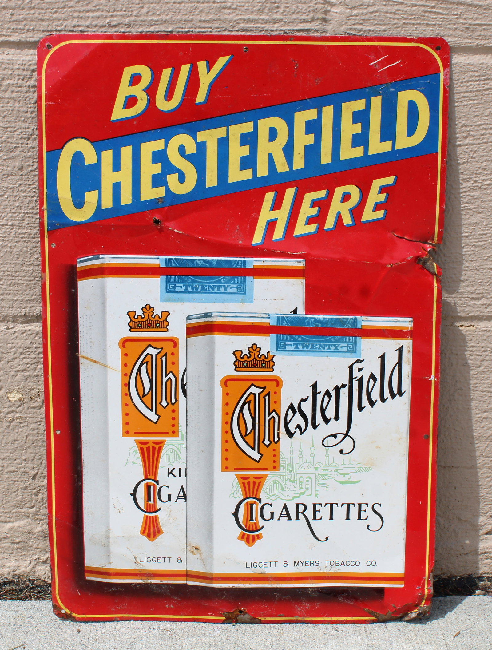 Chesterfield Embossed Cigarette Tin Sign (1 of 2)