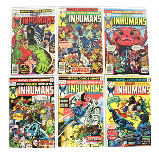 Marvel Comics The Inhumans Comic Books, incl. Issue 1: Total of 6. Includes issues 1, 2, 3, 7, 10, 12. Varying conditions. Bagged and Boarded. In-house shipping available.