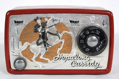 Arvin Hopalong Cassidy Metal Radio, 1950s: Working. Also includes vintage watch. In-house shipping available.