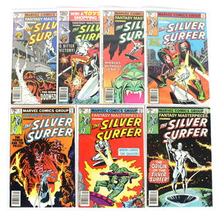 Marvel Comics Fantasy Masterpieces Starring Silver Surfer Comic Books: Total of 7. Includes issues 1, 2, 3, 5, 6, 11, 13. Varying conditions. Bagged and Boarded. In-house shipping available.