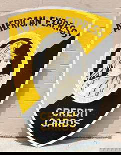 5FT American Express Shield Sign: This item requires third-party shipping or pickup arrangements to be made. Dimensions: 60 x 44