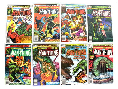 Marvel Comics The Man-Thing Comics incl. Issue 1: Total of 8. Assorted issues. Varying conditions. Bagged and Boarded. In-house shipping available.