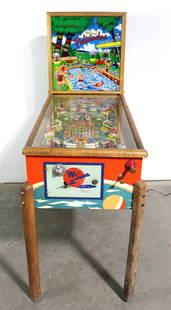 Williams Palisades Woodrail Pinball Machine, Richard Lawnhurst Collection: From the Richard Lawnhurst Collection. Not working. This item requires third-party shipping or pickup arrangements to be made. Dimensions: 65 x 24 x 56