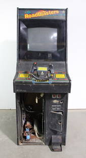 Atari Road Blasters Arcade Game, Lot 1: Not working. Buy for parts or repair. No back / front door. This item requires third-party shipping or pickup arrangements to be made. Dimensions: 70 x 26 x 37
