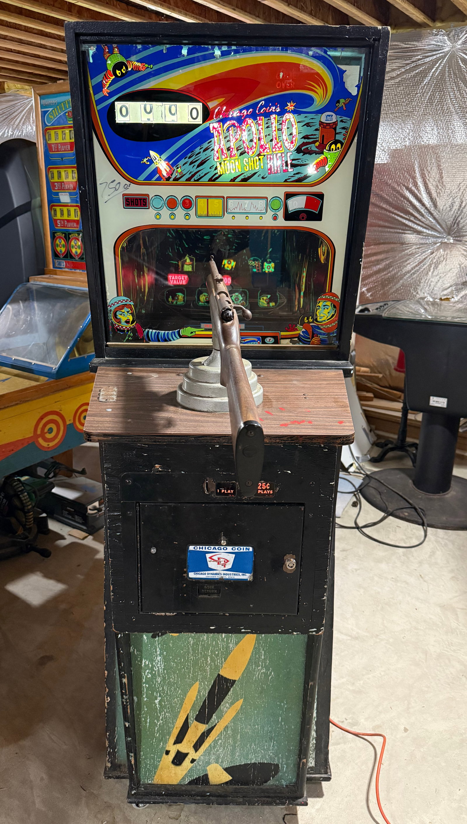 Chicago Coin Apollo Moon Shoot Rifle Arcade Game *REMOTE PICKUP*: Working. This item requires third-party shipping or pickup arrangements to be made. Reach to to auction house for a video of this game playing! ****Please note that this item is a remote Pickup in Cen