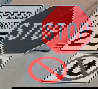 Street Signs incl. Stop and Speed Limit: This item requires third-party shipping or pickup arrangements to be made. Dimensions of Stop Sign: 30 x 30