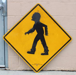 Zombie Crossing Custom Street Sign: This item requires third-party shipping or pickup arrangements to be made. Dimensions: 30 x 30
