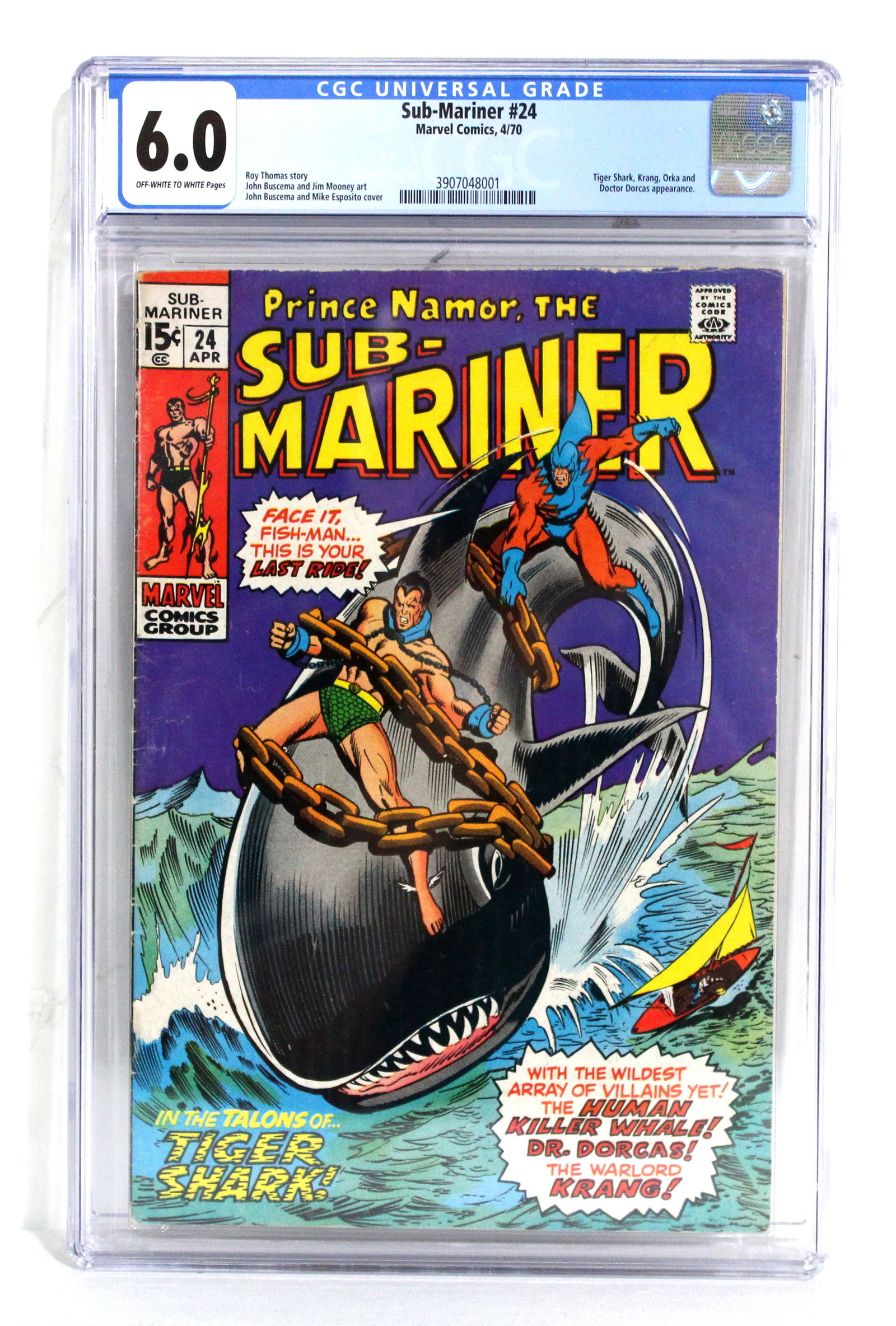 Marvel Comics Prince Namor, The Sub-Mariner Comic Book, Issue 24, CGC Graded (1 of 2)