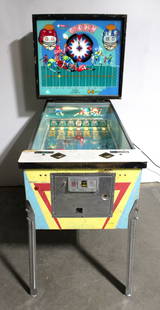 Williams Gridiron Football Themed Pitch and Bat Pinball Machine: Working. Has LED lighting. This item requires third-party shipping or pickup arrangements to be made. Dimensions: 71 x 31 x 58
