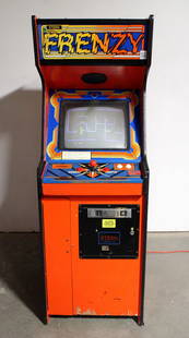Stern Frenzy Arcade Game: Working. Recently repaired chasis. This item requires third-party shipping or pickup arrangements to be made. Dimensions: 73 x 25 x 35