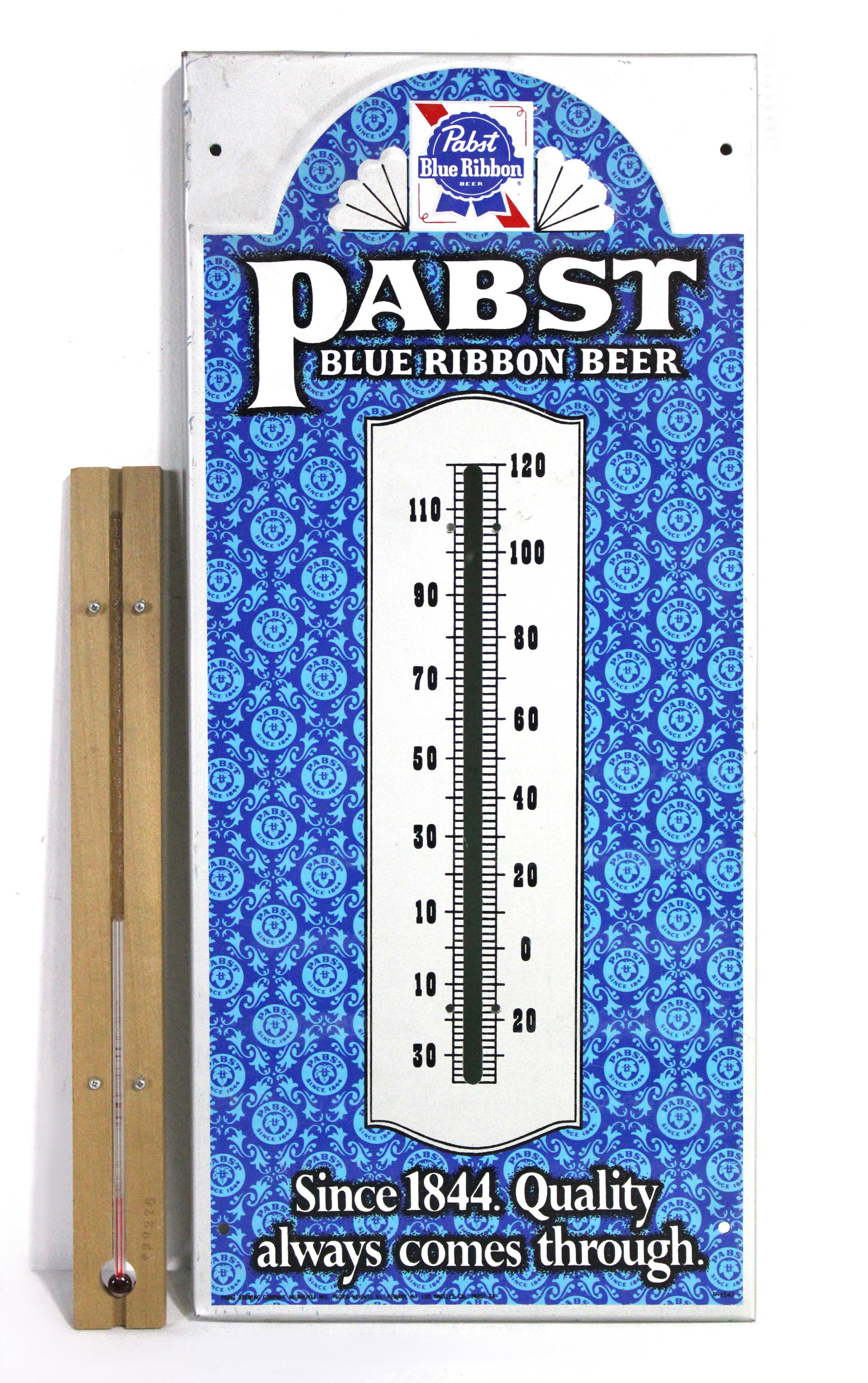 NOS Pabst Beer Thermometer: Glass thermometer needs replaced. This item requires third-party shipping or pickup arrangements to be made. Dimensions: 21 x 9 x 1