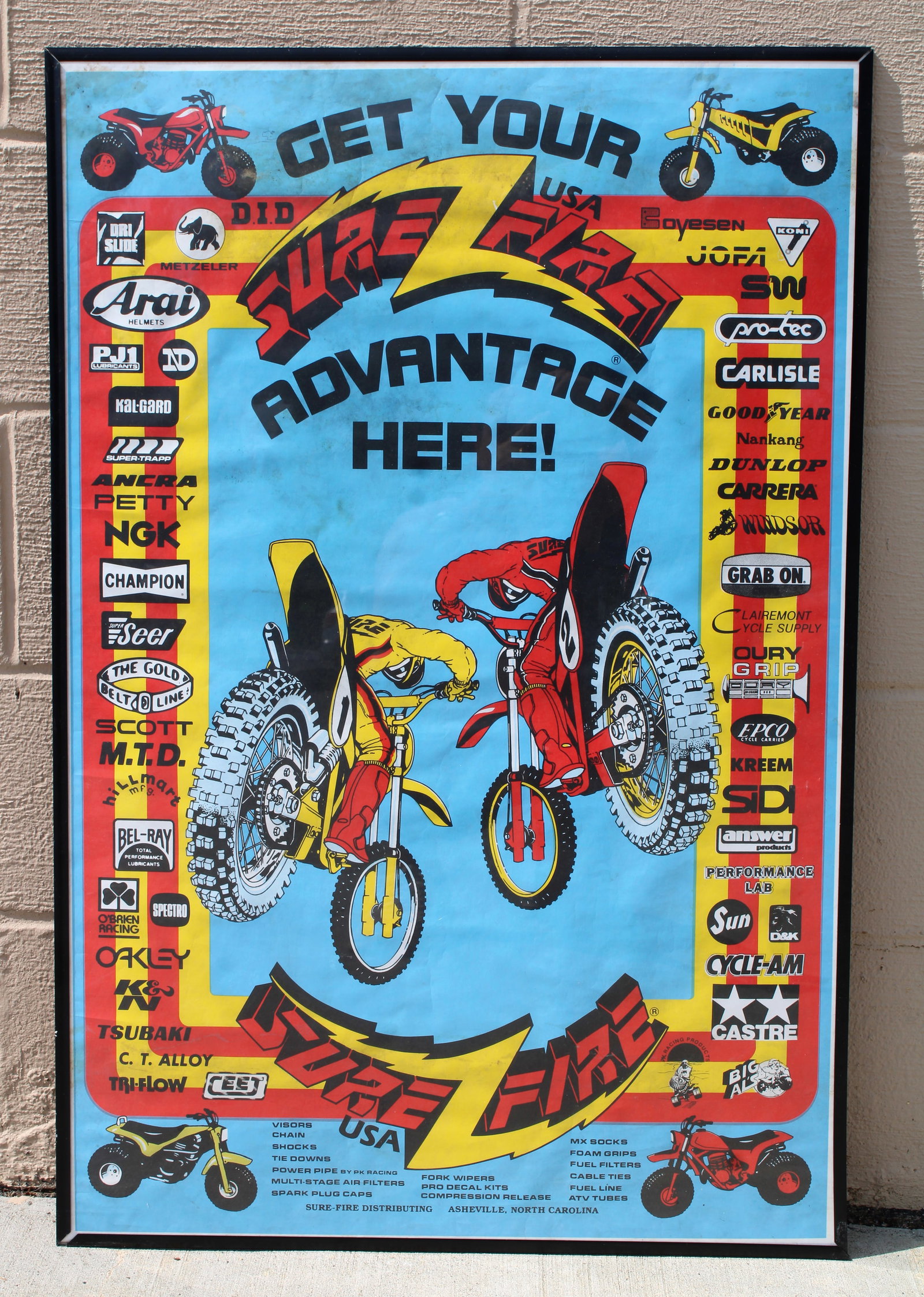 Sure-Fire USA Vintage Motocross Poster: Can be shipped in-house without frame (rolled). Dimensions: 36 x 24