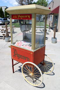 Novelty Popcorn Cart / Machine: Untested. This item requires third-party shipping or pickup arrangements to be made. Dimensions: 68 x 44 x 24