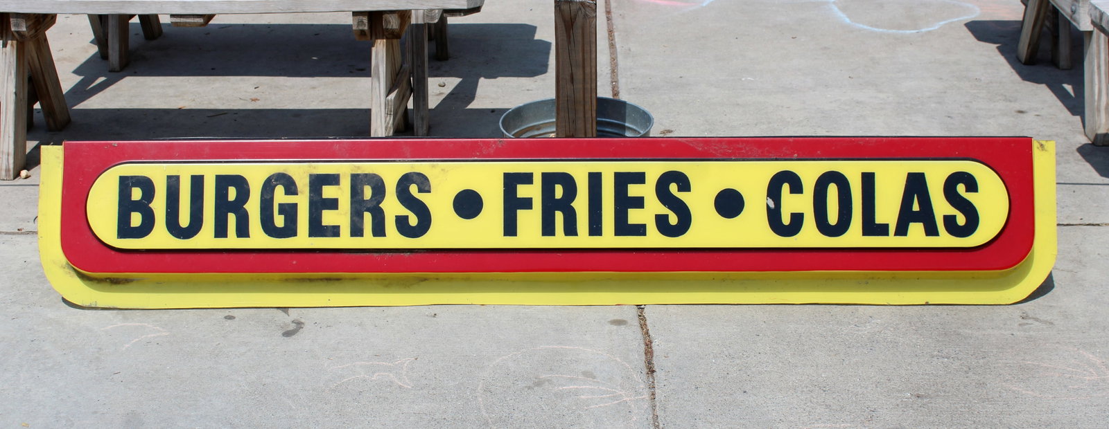 Burger Fries Cola Fast Food Sign: This item requires third-party shipping or pickup arrangements to be made. Dimensions: 14 x 85 x 3