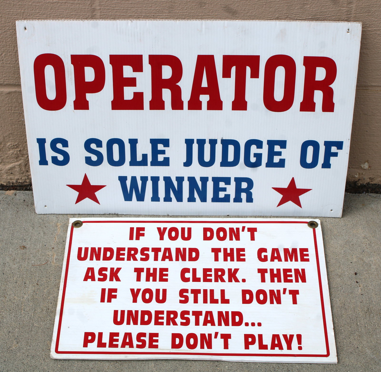 Fair/ Carnival Game Operator Signs, Lot 1 (1 of 1)