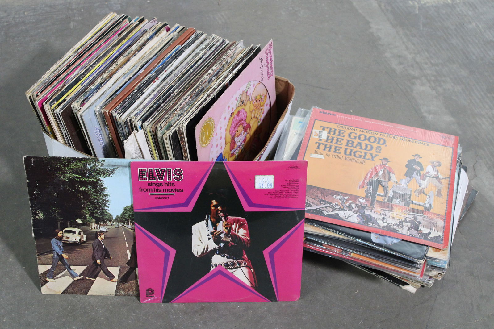 Large Lot of Assorted Vinyl Records incl. Elvis and The Beatles (1 of 3)