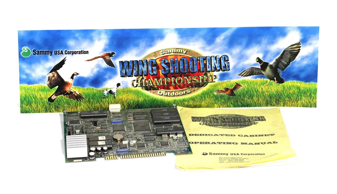 Sammy Wing Shooting Championship Arcade Game Board, Header and Manual (1 of 2)
