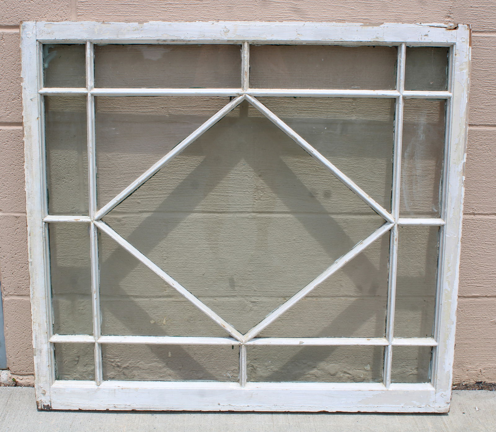 Antique Wood Geometric Framed Window (1 of 2)