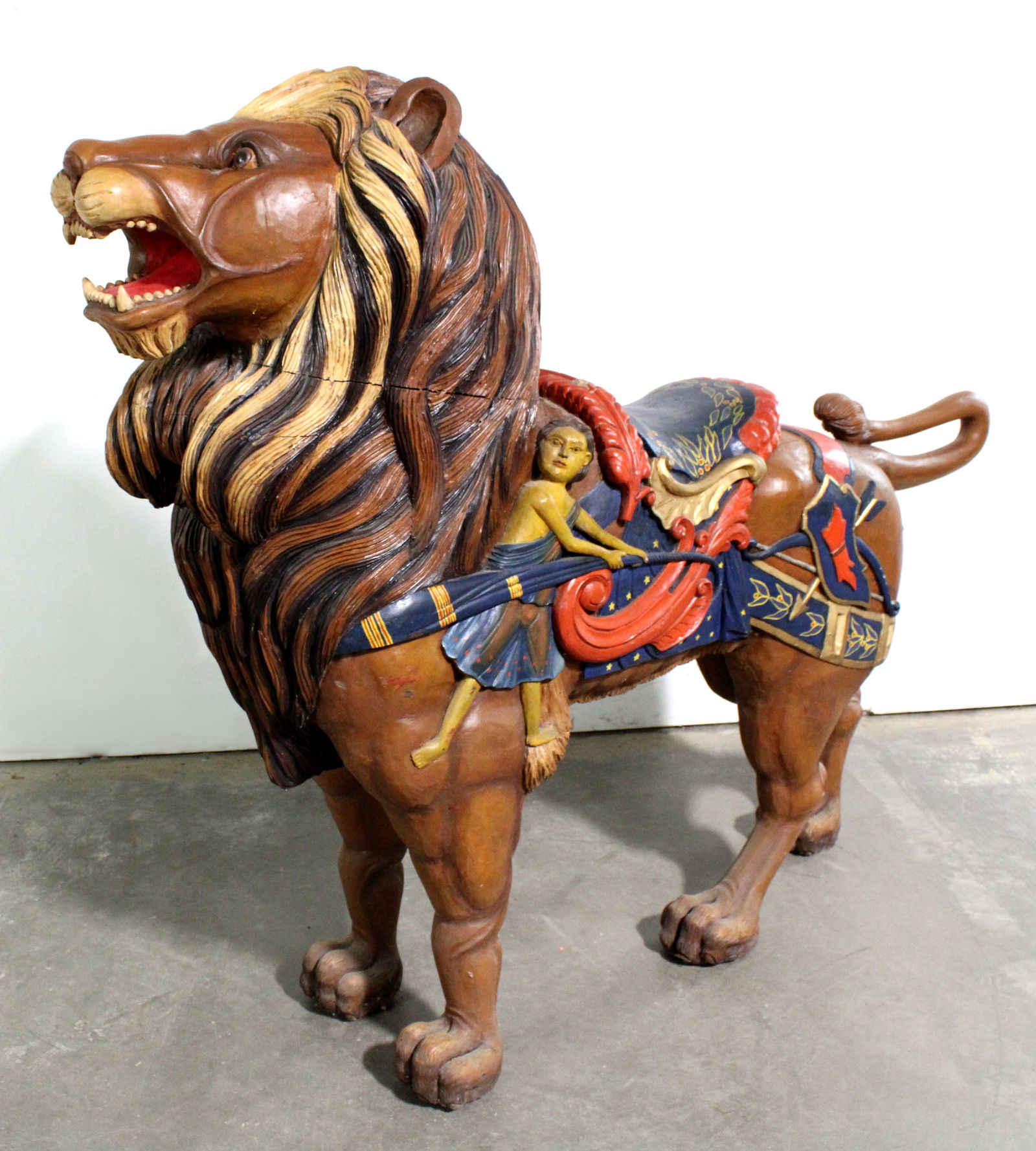 Wooden Carved Carousel Lion in the Style of Dentzel (1 of 8)