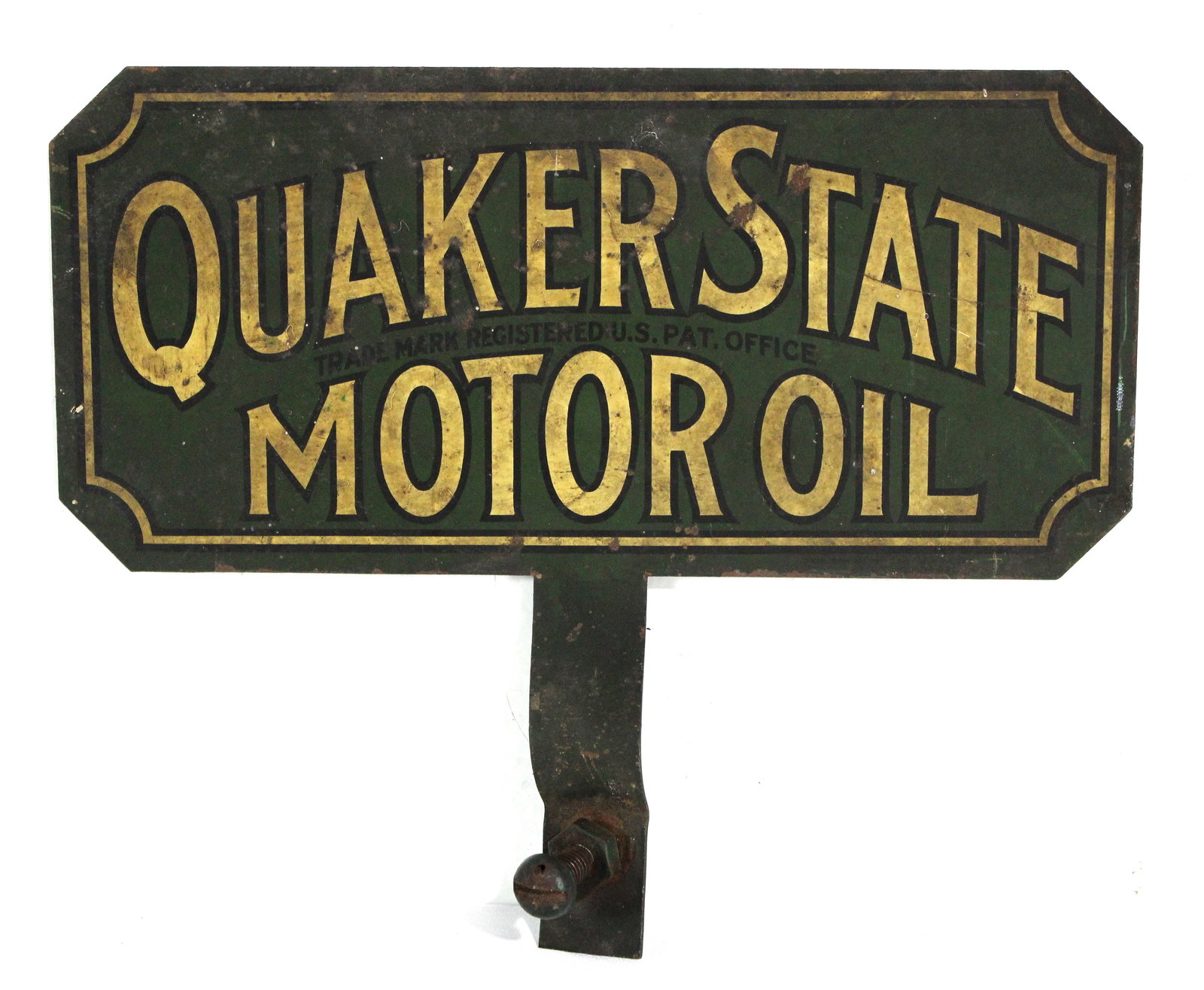 Quaker State Motor Oil Metal Lubster Paddle Sign: In-house shipping available. Dimensions: 8 x 10