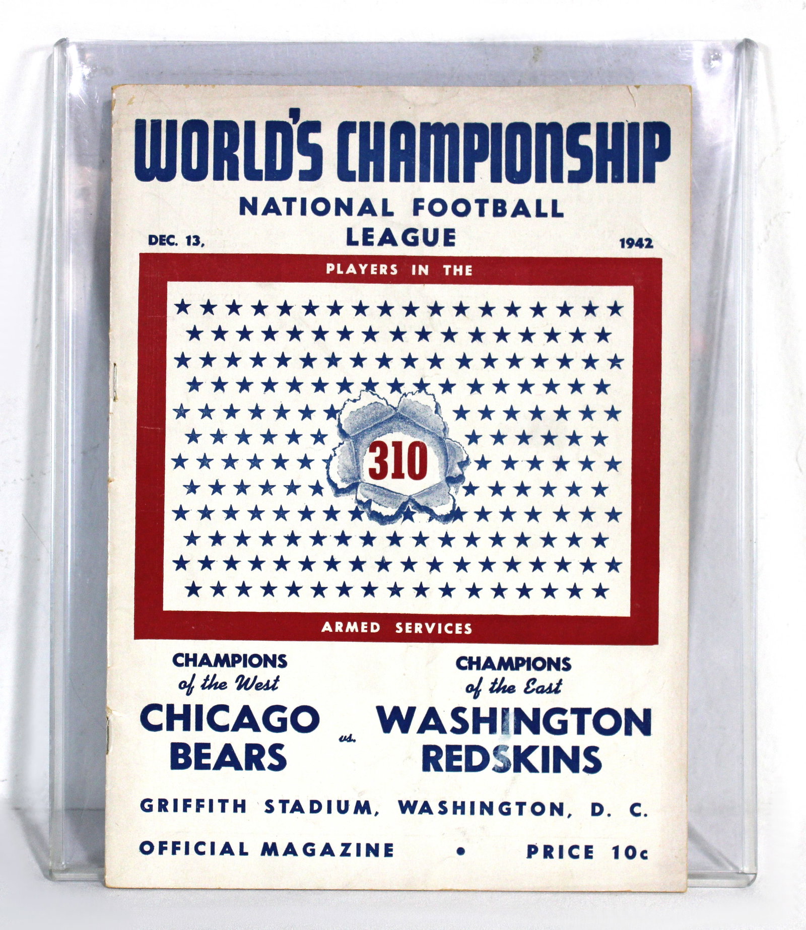 1942 NFL Official Football Magazine, Chicago Bears vs. Washington Redskins (1 of 3)