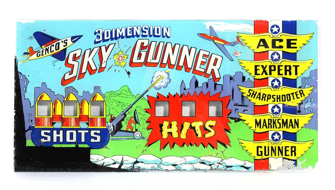 Genco Sky Gunner Arcade Marquee Glass (1 of 2)