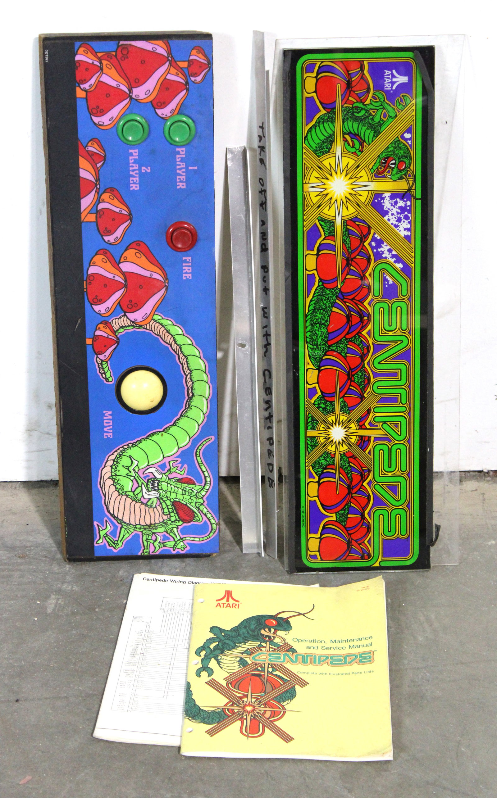 Atari Centipede Arcade Game Control Panel, Header and Manual (1 of 1)