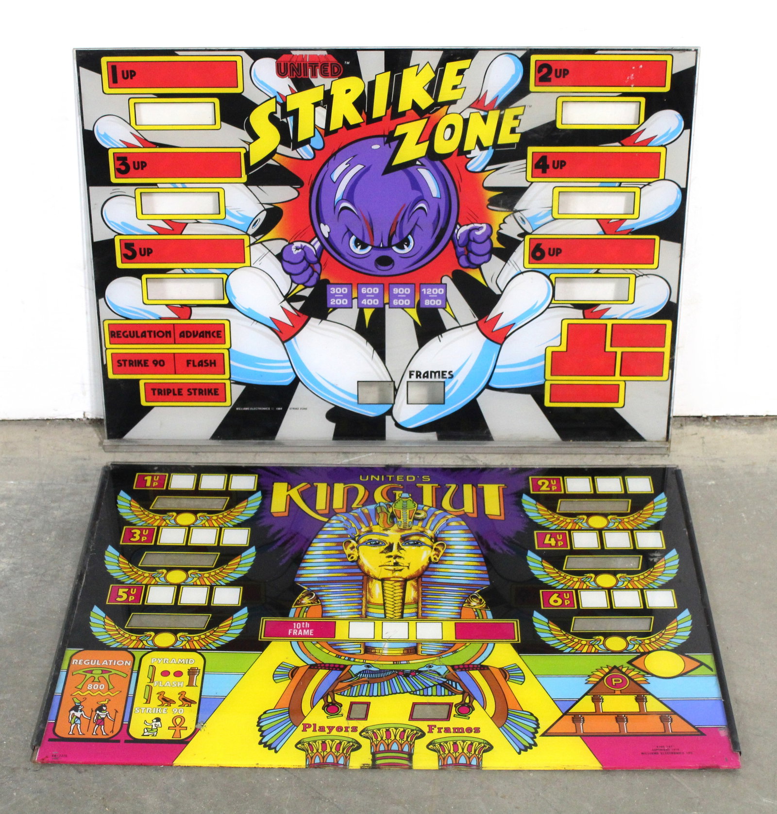 United Strike Zone and King Tut Shuffle Alley Plexi: In-house shipping available.
