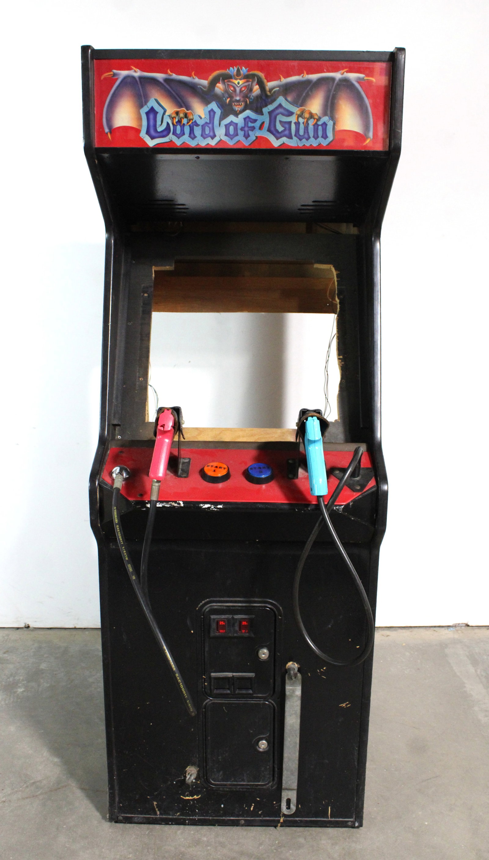 Lord of Gun Arcade in Dynamo Cabinet with Board: Cabinet and Board. This item requires third-party shipping or pickup arrangements to be made. Dimensions: 73 x 26 x 33
