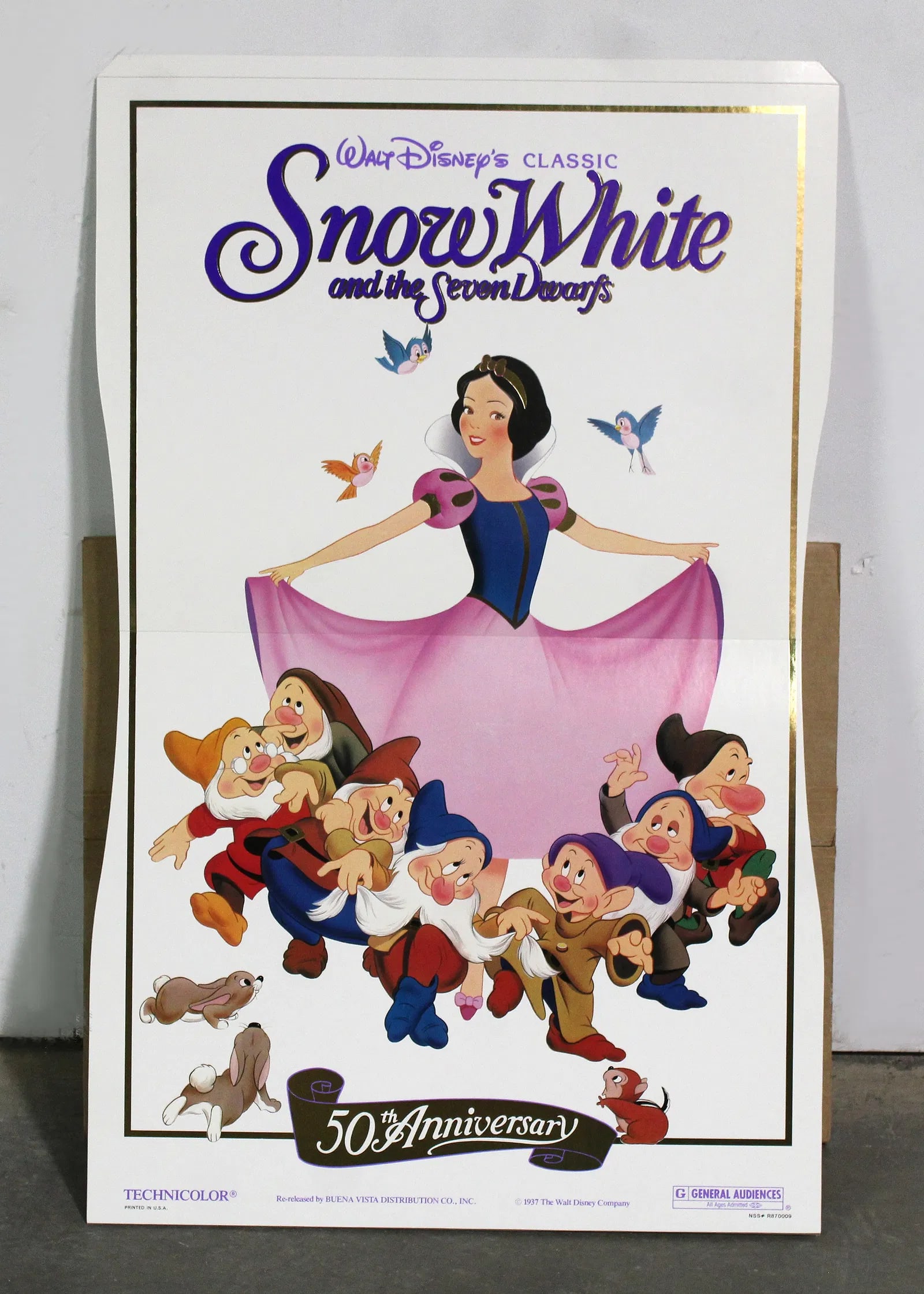 Disney Snow White and The Seven Dwarfs Cardboard Standee, 50th Anniversary: In-house shipping available. Dimensions: 39 x 25