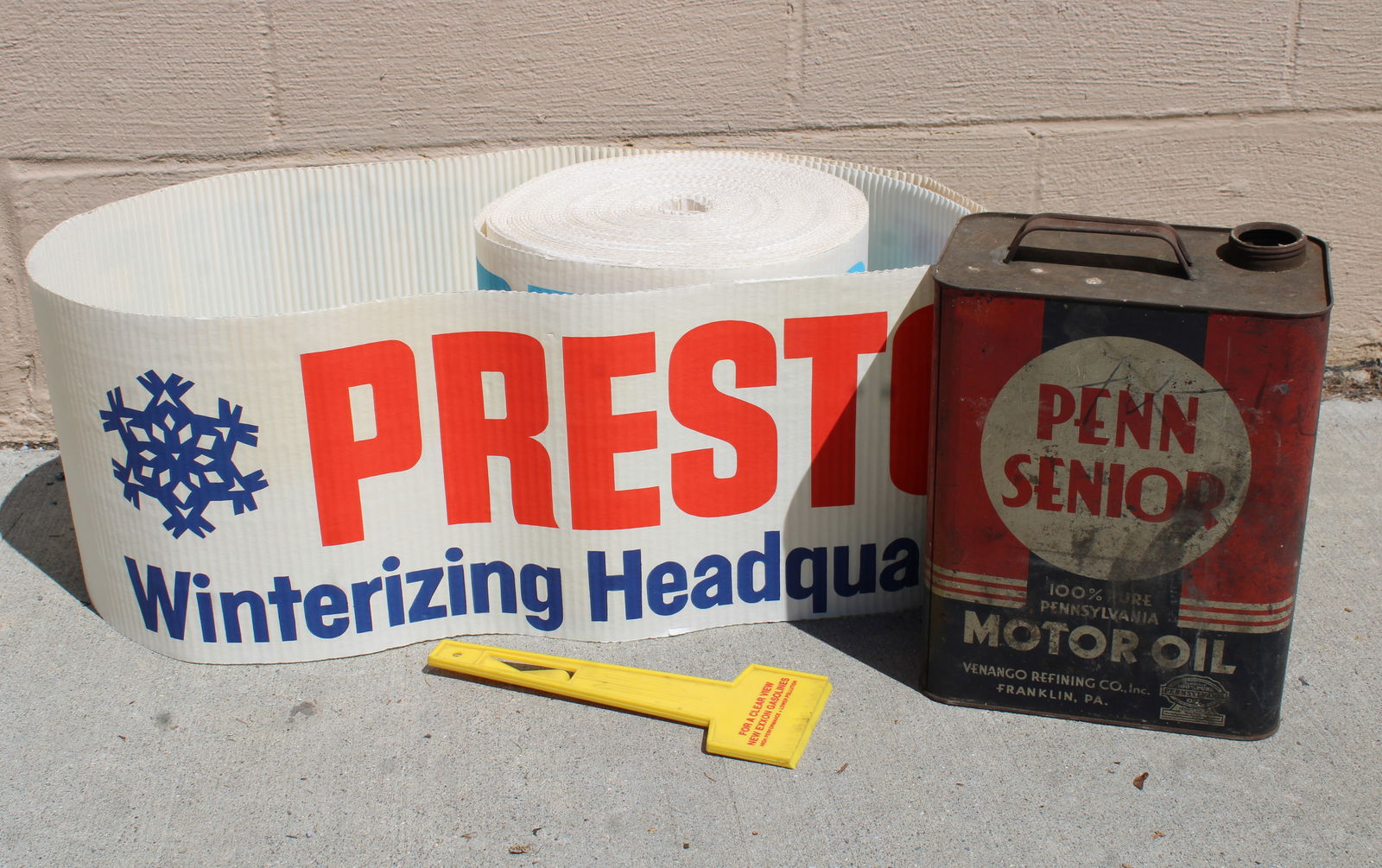 Automotive Collectibles incl. NOS Prestone Banner, Penn Senior Oil Can (1 of 3)