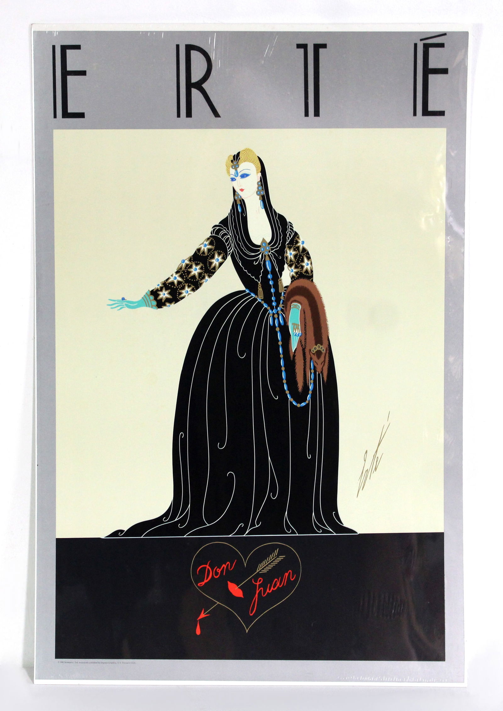 Erte "Don Juan" Poster, 1980s: Ships flat. In-house shipping available. Dimensions: 30 x 20