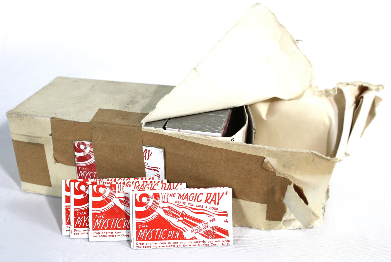 NOS Mystic Pen Vendor Cards: Package is four rows deep. In-house shipping available. Dimensions of stack: 3 x 3 x 6.5